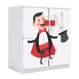Woody Life 4 Kapaklı Çocuk Odası Anaokulu Kreş Dolap Sirk Temalı - Beyaz