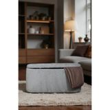 woody maison Oval Büyük Sandıklı Puf – Yumuşacık Doku Teddy Kumaş Makyaj Masa Pufu Bench