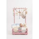 WOODY WOOD DESİGN LİNE SERİSİ AHŞAP BEBEK HEDİYE SEPETİ VE SUNUM STANDI, YENİDOĞAN HEDİYESİ, BABY SHOWER SÜSÜ, PEMBE-MAVİ-NATUREL