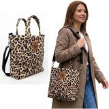 Woodycord El Yapımı Leopar Desenli Gabardin Omuz ve El Çantası - Renkli