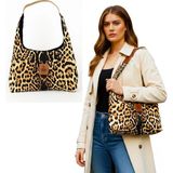Woodycord El Yapımı Leopar Desenli Hobo Bag Omuz Çantası - Standart - Renkli