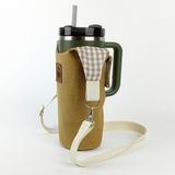 Woodycord Hardal Renkli El Yapımı Matara Termos Kılıfı 1,18 lt Dayanıklı Gabardin Malzeme - Standart