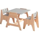 Woody&Happy Cotable Beyaz Ahşap Çocuk Aktivite Masa Takımı - Gri - Standart