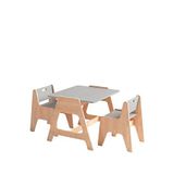 Woody&happy Cotable Beyaz Ahşap Çocuk Aktivite Masa Takımı - Gri