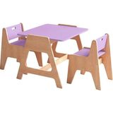 Woody&Happy Cotable Lila Ahşap Çocuk Aktivite Masa Takımı - Standart