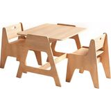 Woody&Happy Cotable Naturel Ahşap Çocuk Aktivite Masa Takımı - Standart
