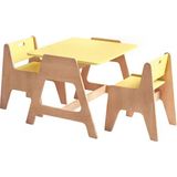 Woody&Happy Cotable Sarı Ahşap Çocuk Aktivite Masa Takımı - Standart