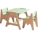 Woody&Happy Cotable Su Yeşili Ahşap Çocuk Aktivite Masa Takımı - Standart