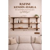 Woodymoda Ayarlanabilir Raflı Masif Ahşap Duvar Rafı – 150x21x80 cm | Doğal Çam | Modern & İskandinav Tasarım