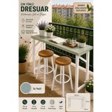 Woodymoda Çok Amaçlı Dresuar | Balkon Kahve Masası | Çiçek Standı | Özel Renkler Üst Tabla | Masif Ahşap | 120x24x70 cm