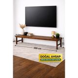 Woodymoda Doğal Masif Ahşap TV Altı Dresuar 150x29x45 cm – Modern Minimalist Konsol Sehpa