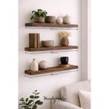 Woodymoda Masif Ahşap 3’lü Duvar Rafı 100x12 cm – Doğal Çam Dekoratif Raf Seti (Kalın Tabla 4.5 cm)