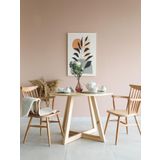 woodywood 103 Cm Ahşap Model Yemek Masası Yuvarlak Çam Kaplama Mutfak Ofis Masası Çalışma Masası Özel Tasarım