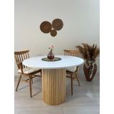 woodywood 103 Cmyemek Masası Yuvarlak Özel Tasarım Beyaz Ahşap Model Mutfak Ofis Masası Çalışma Masası Balkon