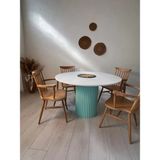 Woodywood 120 Cm Yemek Masası Yuvarlak Özel Tasarım Turkuaz Ahşap Model Mutfak