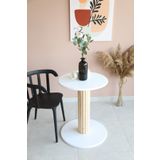 woodywood 60 Cm Yemek Masası Yuvarlak Beyaz Ahşap Model Mutfak Ofis Masası Çalışma Masası Balkon Özel Tasarım
