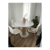 woodywood 75 Cm Özel Tasarım Yemek Masası Yuvarlak Beyaz Model ahşap Balkon Mutfak Ofis Masası Çalışma Masası