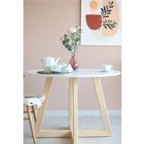 woodywood 85 Cm Yemek Masası Yuvarlak Beyaz Ahşap Model Mutfak Ofis Masası Çalışma Masası Balkon Özel Tasarım