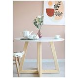 Woodywood 90 Cm Yemek Masası Yuvarlak Beyaz Ahşap Model Mutfak Ofis Masası Çalışma Masası Balkon Özel Tasarım