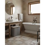 Woof Home Kumaş Katlanabilir Bölmeli Bambu Detaylı 100 Lt Çamaşır Sepeti 54X33X58