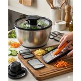WOOF HOME Salata Kurutucu & Rende Seti Çok Fonksiyonlu Doğrayıcı ve Kurutucu Paslanmaz Çelik Set