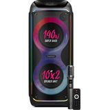 Woofer 140W Hoparlör Gitar Saz Girişli Karaoke Parti Ses Sistemi Dijital Ekran +Bass - Siyah