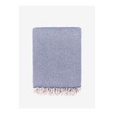 Wool Herringbone Yünlü Koltuk Şalı Denim 120x170