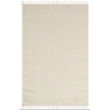 Wool Wl010a Beyaz Modern Desen Kabartmalı Doku Pamuk Tabanlı Kaymaz Halı Özel Ölçü Beyaz