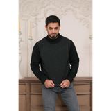 Woolen World Balıkçı Yaka Desenli Yünlü Erkek Triko Kazak ANTRASİT XL