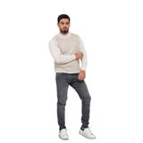 Woolen World Balıkçı Yaka Desenli Yünlü Erkek Triko Kazak KREM L
