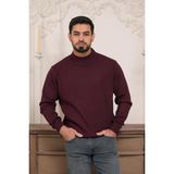Woolen World Balıkçı Yaka Kalın Yünlü Erkek Triko Kazak - Bordo