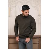 Woolen World Balıkçı Yaka Kalın Yünlü Erkek Triko Kazak KAHVERENGİ XL