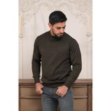 Woolen World Balıkçı Yaka Kalın Yünlü Erkek Triko Kazak - Kahverengi