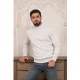 Woolen World Balıkçı Yaka Kalın Yünlü Erkek Triko Kazak KREM L