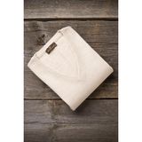 Woolen World Erkek V Yaka Krem Renkli Düz Desenli Battal Yünlü Triko Kazak - 3XL