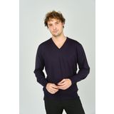 Woolen World Erkek V Yaka Uzun Kollu Yün Kazak 3022 Mürdüm