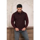 Woolen World Polo Yaka Armürlü Yünlü Erkek Triko Kazak BORDO L