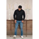 Woolen World Polo Yaka Desenli Yünlü Erkek Triko Kazak - Lacivert