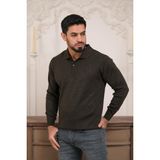 Woolen World Polo Yaka Düz Renk Yünlü Erkek Triko Kazak - 2XL - Kahverengi