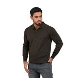 Woolen World Polo Yaka Düz Renk Yünlü Erkek Triko Kazak KAHVERENGİ L