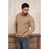 Woolen World Polo Yaka Slimfit Desenli Yünlü Erkek Triko Kazak - 2XL - Deve Tüyü