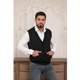 Woolen World Regular Fit Ön Cepli Desenli Kolsuz Erkek Triko Yelek