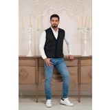 Woolen World Regular Fit Ön Cepli Kolsuz Bitik Desenli Triko Yelek LACİVERT M
