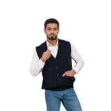 Woolen World Regular Fit Ön Cepli Kolsuz Erkek Triko Yelek LACİVERT M