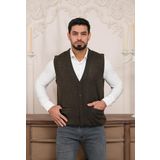 Woolen World Regular Fit Ön Cepli Kolsuz Erkek Triko Yelek