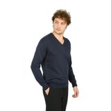 woolen world V Yaka Uzun Kollu Yün Kazak, L, 8055920253022, Lacivert, Erkek