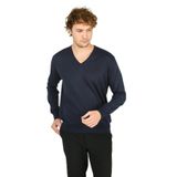 woolen world V Yaka Uzun Kollu Yün Kazak, XL, 8055920253022, Lacivert, Erkek
