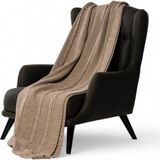 Woolhome Triko Koltuk Şalı 170X130 - 170 x 130 cm - Koyu Bej