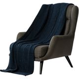 Woolhome Triko Örgü Tv Battaniyesi 170X130 - 170 x 130 cm - Lacivert