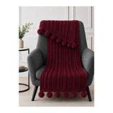 WOOLHOME TV ÖRGÜ PONPONLU KOLTUK ŞALI